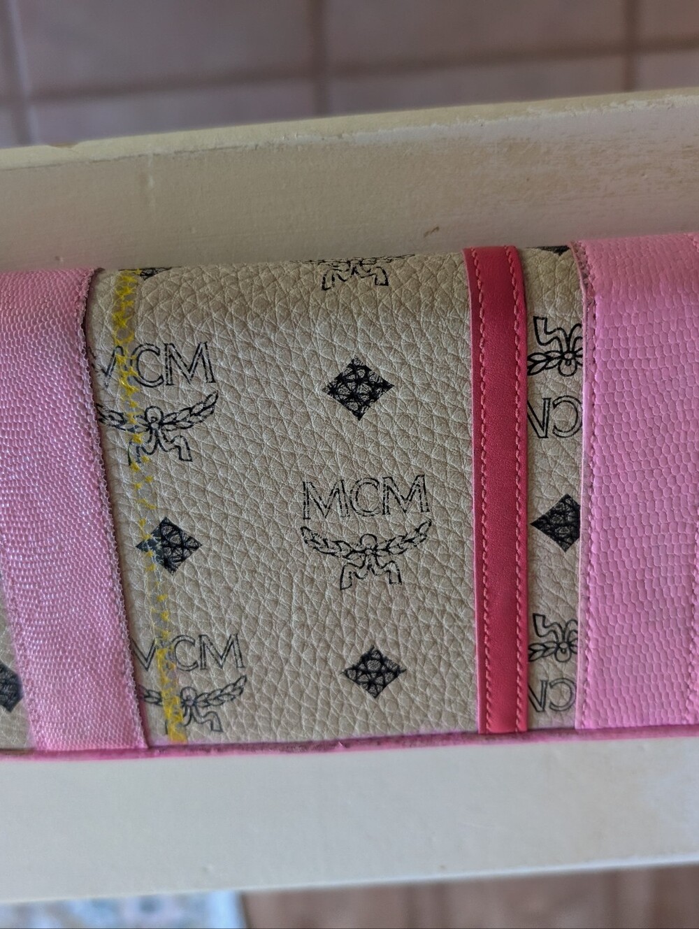 MCM Pink and Tan Zip-Around Wallet with Gold Accents! - Picture 2 of 8